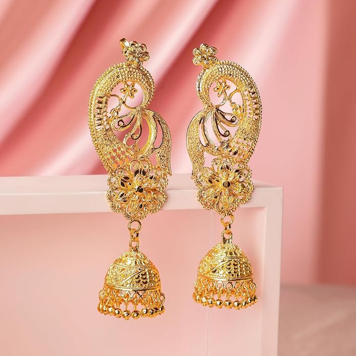 Rubans Indian Ethnic Ear Cuff Jhumka for Women Western Earrings Stylish - Image 4