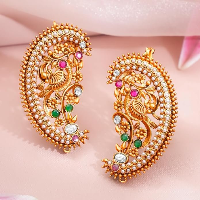 Rubans Indian Ethnic Ear Cuff Jhumka for Women Western Earrings Stylish - Image 3