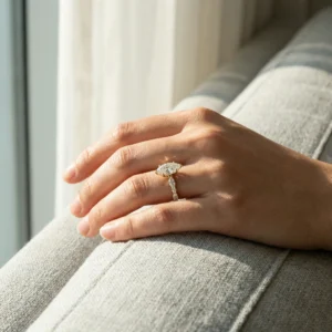 Halo Glow Pure Gold Lab Diamond Solitaire Ring