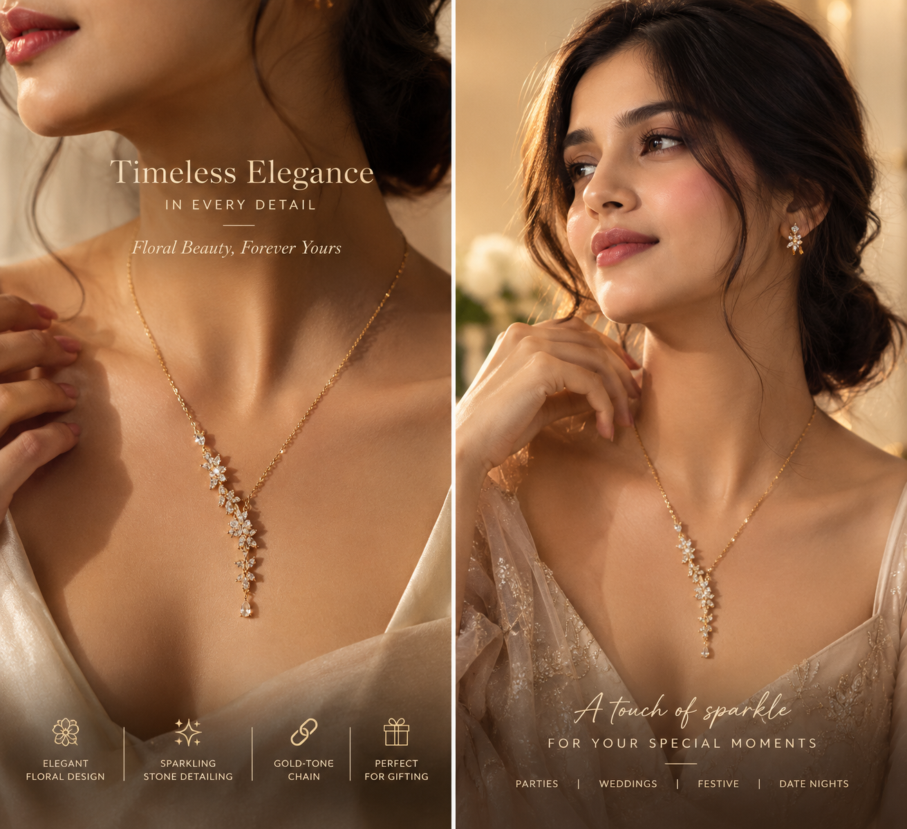 Luxury Gold Crystal Necklace - Image 2